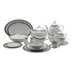 La Table Eelegante 121 Pcs Gold & Black Round Dinner Set