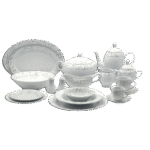 La Table Eelegante 121 Pcs Silver Marble Dinner Set