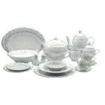 La Table Eelegante 121 Pcs Silver Marble Dinner Set