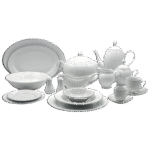 La Table Eelegante 121 Pcs Silver Rim Dinner Set