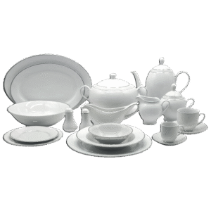La Table Eelegante 121 Pcs Silver Rim Dinner Set