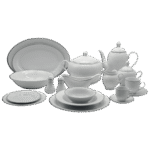 La Table Eelegante 121 Pcs Silver Round Dinner Set