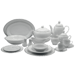 La Table Eelegante 121 Pcs Silver Round Dinner Set