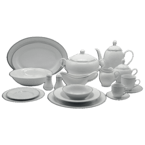 La Table Eelegante 121 Pcs Silver Round Dinner Set