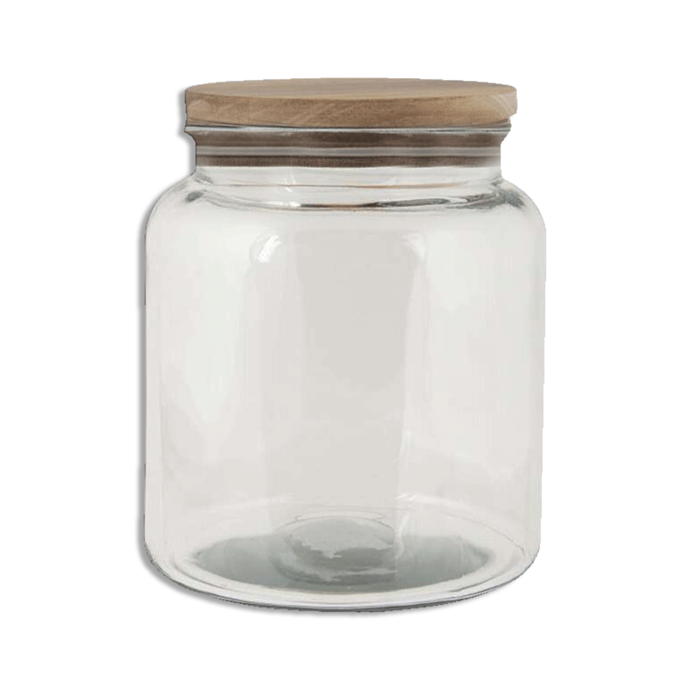 Lav 0.8L Glass Jar with Wooden Lid – Freeshop