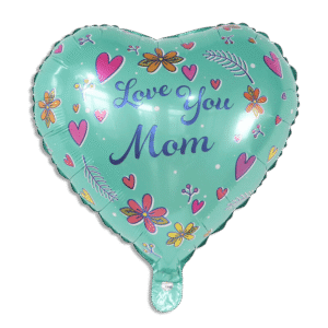Love you Mom Green Heart Shape 46cm Helium Balloon
