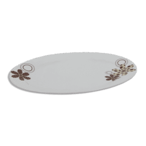 Momaz 30cm Oval Plate with Brown Flower