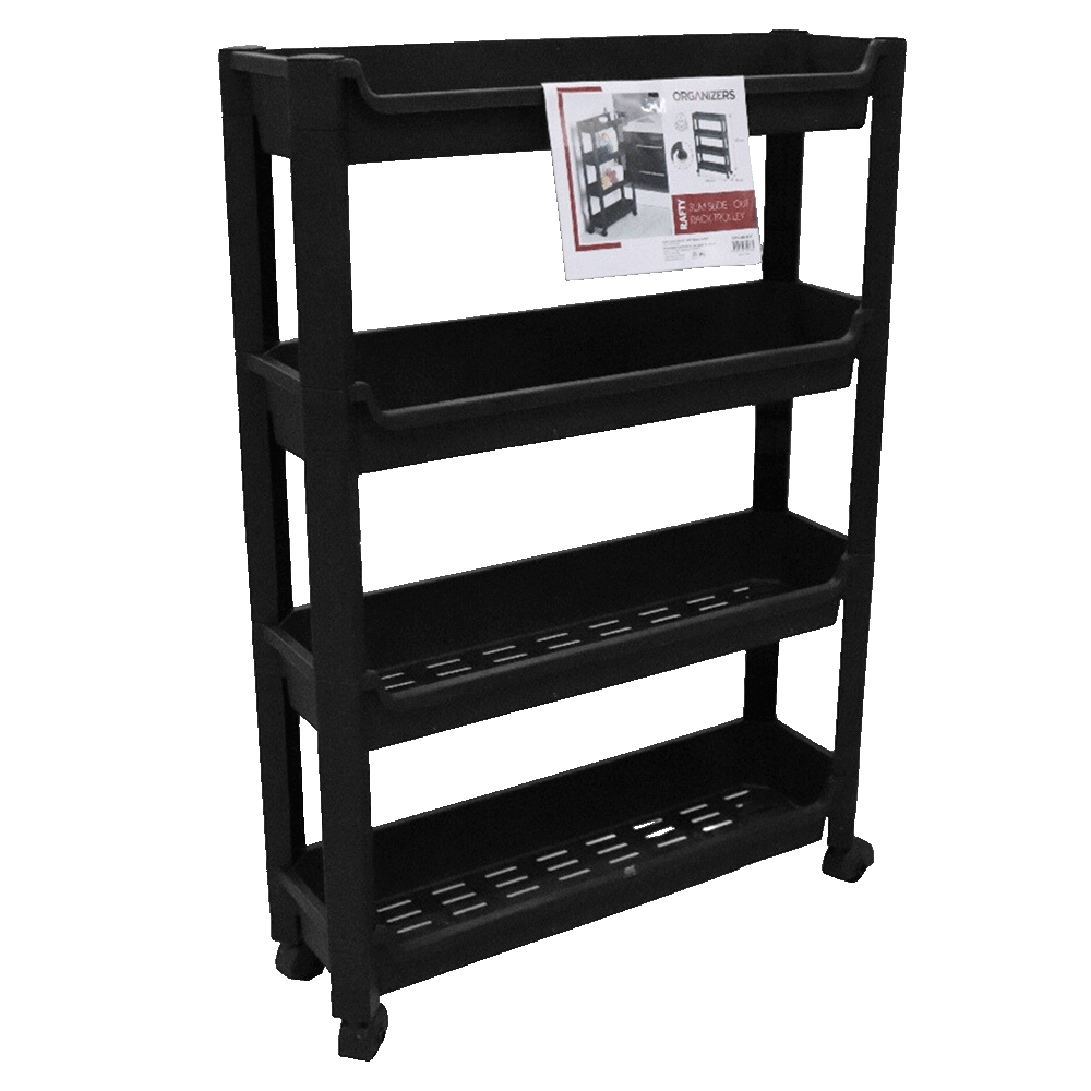 Organizers-Black-Thin-Wheeled-4-Tier-Stand