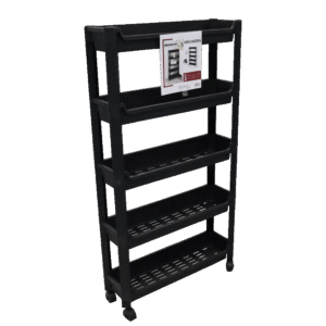 Organizers Black Thin Wheeled 5-Tier Stand