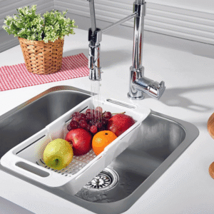 Organizers Rectangular White Extandable Strainer1