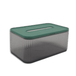 Plastic Green Ribbed Tissue Box