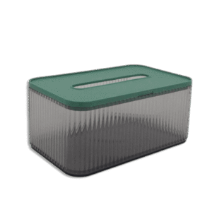 Plastic Green Ribbed Tissue Box