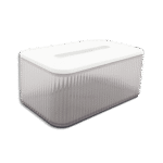 Plastic White Ribbed Tissue Box