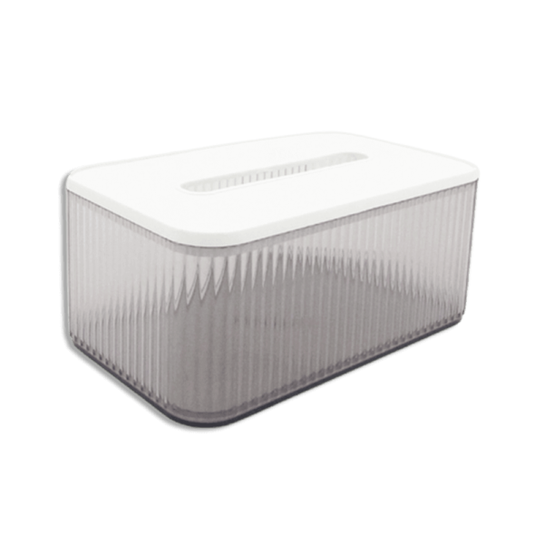 Plastic White Ribbed Tissue Box