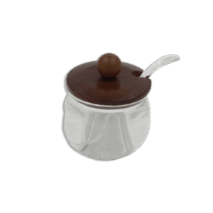 Plexi Sugar Bowl with Dark Brown Wooden Lid