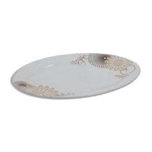 Porcelain 23cm Oval Plate with Brown Design