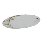 Porcelain White with Brown Design Oval Plate