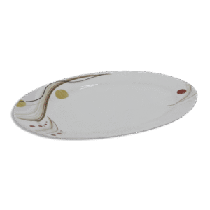 Porcelain White with Brown Design Oval Plate