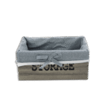 Rectangular Grey Wooden 24x15x10cm Basket with Fabric