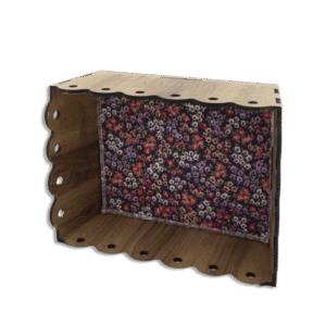 Rectangular Wooden 26x17x9cm Basket with Colored Fabric2