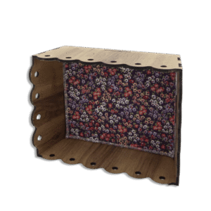Rectangular Wooden 26x17x9cm Basket with Colored Fabric2