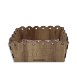 Rectangular Wooden 26x17x9cm Basket With Designed Fabric