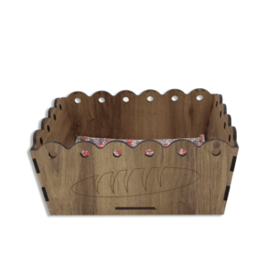 Rectangular Wooden 26x17x9cm Basket With Designed Fabric