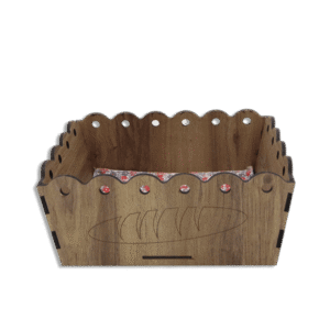 Rectangular Wooden 26x17x9cm Basket with Designed Fabric