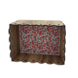 Rectangular Wooden 26x17x9cm Basket with Designed Fabric2