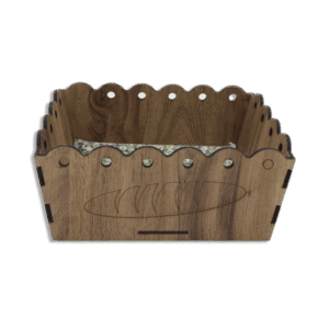 Rectangular Wooden 26x17x9cm Basket with Green Fabric
