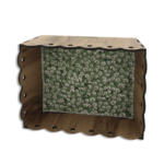 Rectangular Wooden 26x17x9cm Basket With Green Fabric2