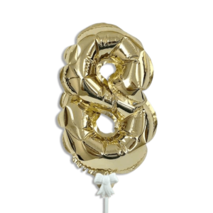 Self Inflating 26cm Gold Foil Balloon Number Eight