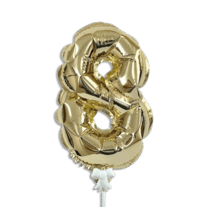 Self Inflating 26cm Gold Foil Balloon Number Eight