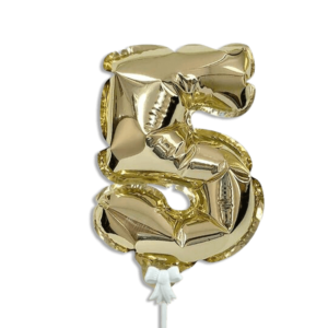 Self Inflating 26cm Gold Foil Balloon Number Five