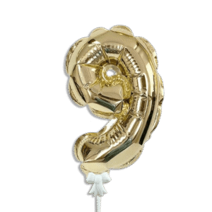 Self Inflating 26cm Gold Foil Balloon Number Nine