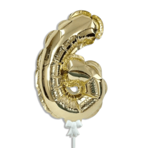 Self Inflating 26cm Gold Foil Balloon Number Six