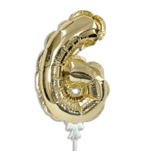Self Inflating 26cm Gold Foil Balloon Number Six