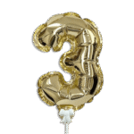Self Inflating 26cm Gold Foil Balloon Number Three