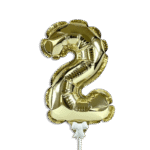 Self Inflating 26cm Gold Foil Balloon Number Two