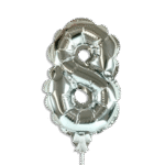 Self Inflating 26cm Silver Foil Balloon Number Eight