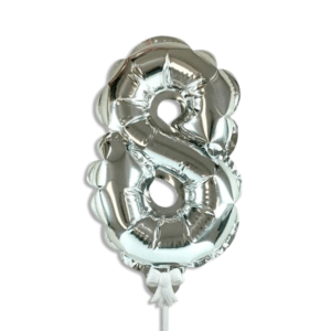 Self Inflating 26cm Silver Foil Balloon Number Eight