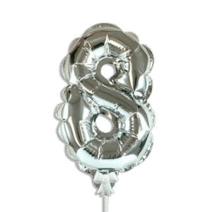 Self Inflating 26cm Silver Foil Balloon Number Eight