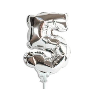 Self Inflating 26cm Silver Foil Balloon Number Five