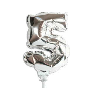 Self Inflating 26cm Silver Foil Balloon Number Five