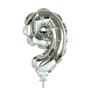 Self Inflating 26cm Silver Foil Balloon Number Nine