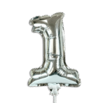 Self Inflating 26cm Silver Foil Balloon Number One