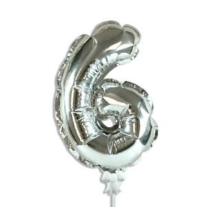 Self Inflating 26cm Silver Foil Balloon Number Six