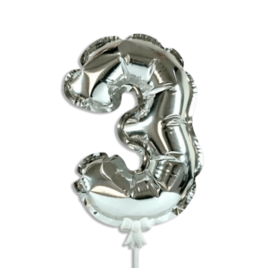 Self Inflating 26cm Silver Foil Balloon Number Three