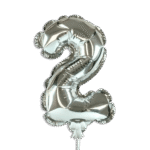 Self Inflating 26cm Silver Foil Balloon Number Two