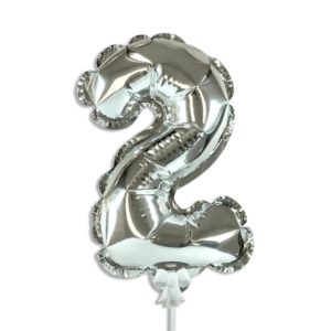 Self Inflating 26cm Silver Foil Balloon Number Two